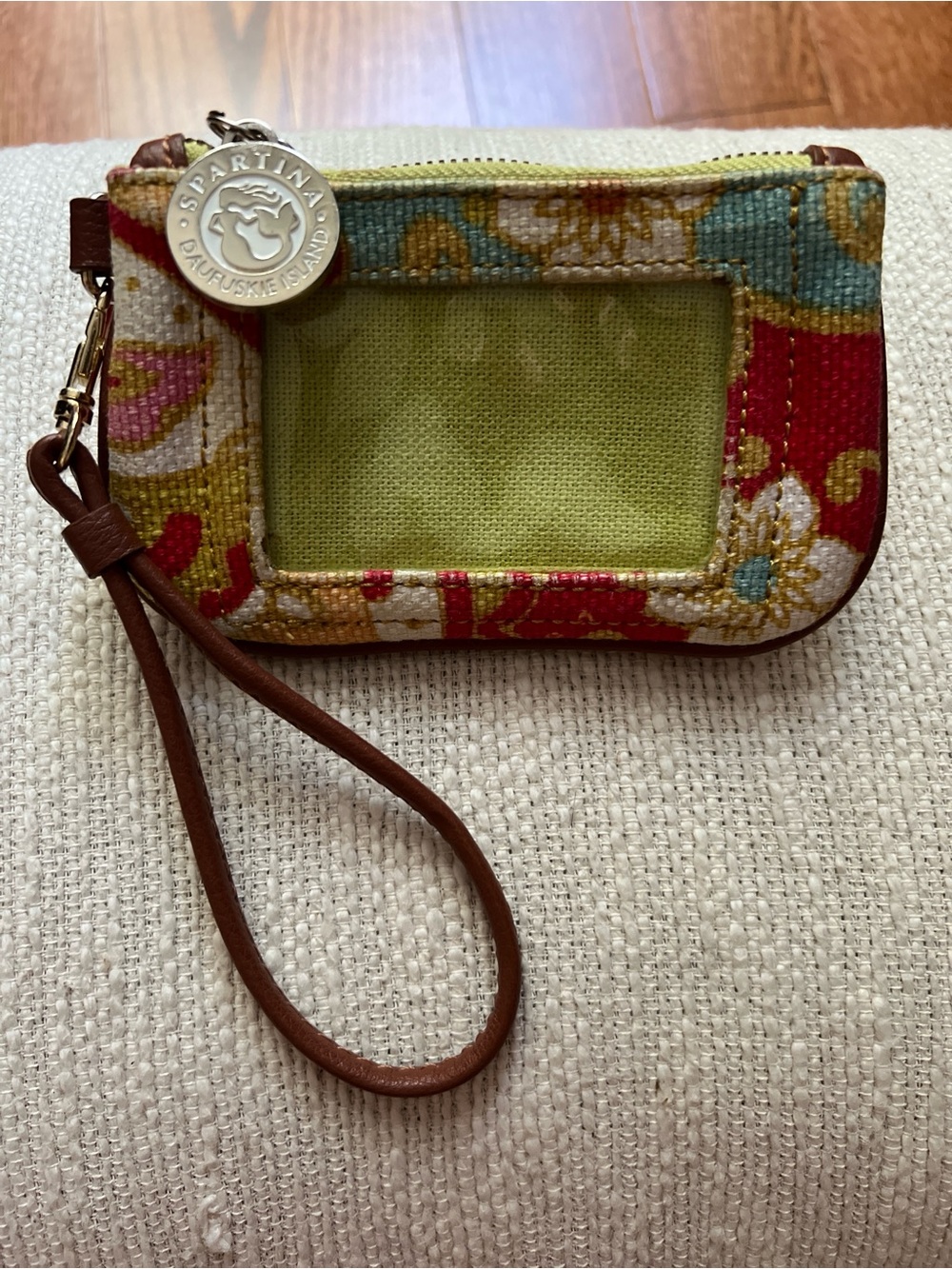 Spartina 449 Floral Canvas ID Wristlet in Red, Green, Blue & Brown